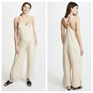 Hatch Noa off white beige sand linen maternity pregnancy jumpsuit Size 1 Small